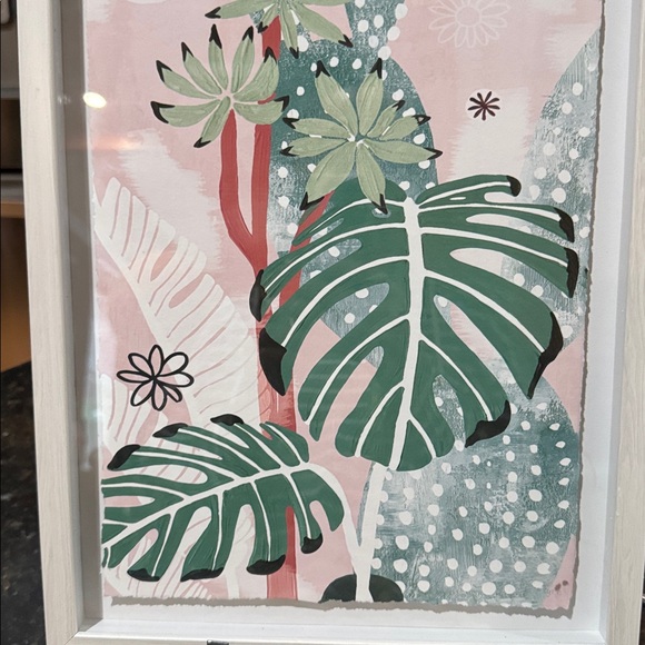 Tropical Green and Pink Botanical Art Print - Picture 2 of 2